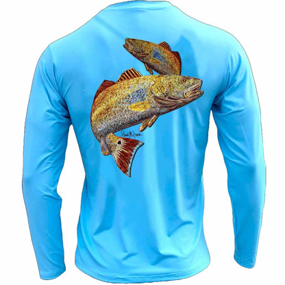 Men's Performance Shirt - Electric Fish – Redfish Men's SPF Ocean Fishing Tops Tormenter Ocean Blue S 