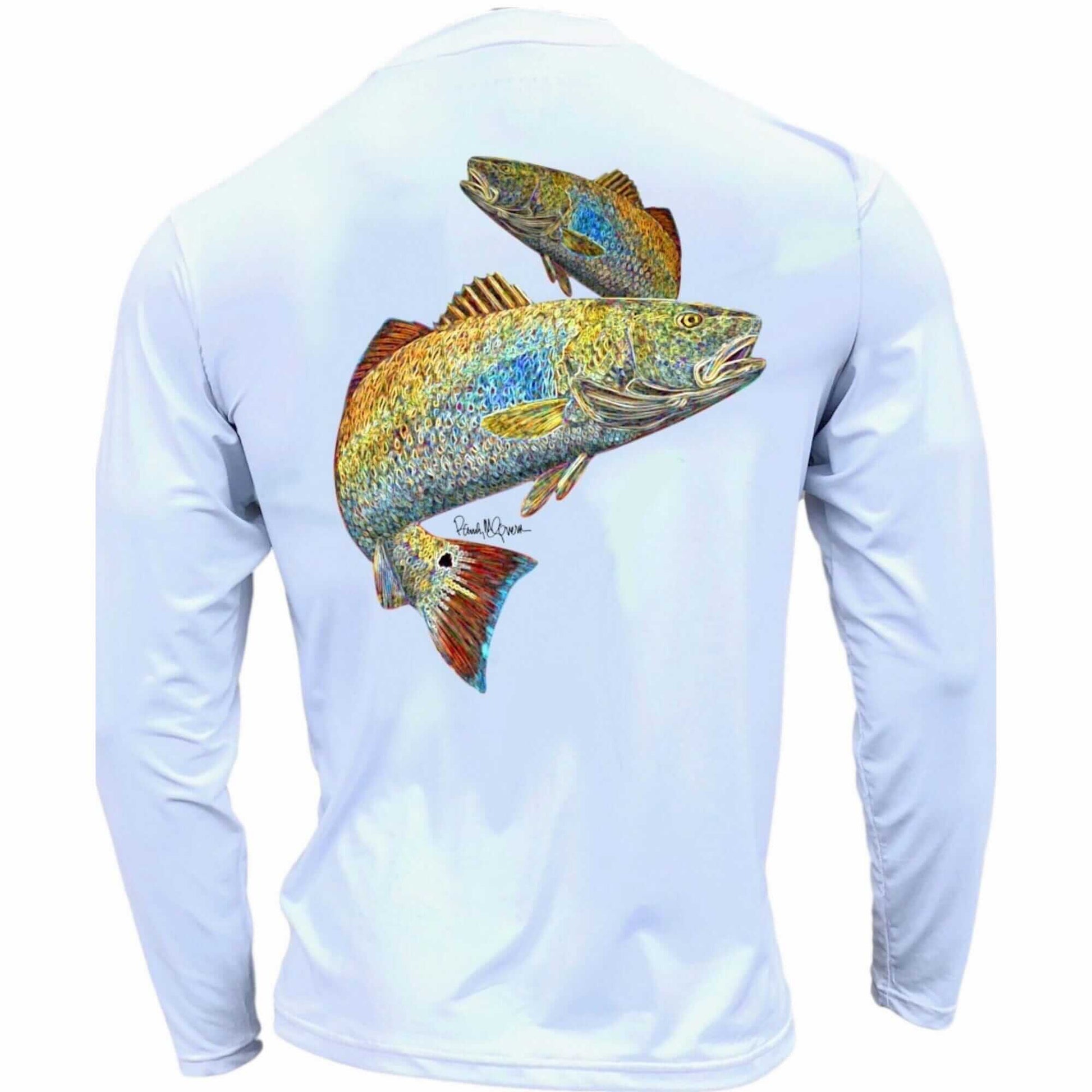 Men's Performance Shirt - Electric Fish – Redfish Men's SPF Ocean Fishing Tops Tormenter Ocean White S 