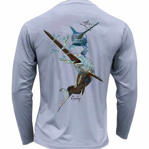Men's Performance Shirt - Electric Fish – Swordfish Men's SPF Ocean Fishing Tops Tormenter Ocean Gray S