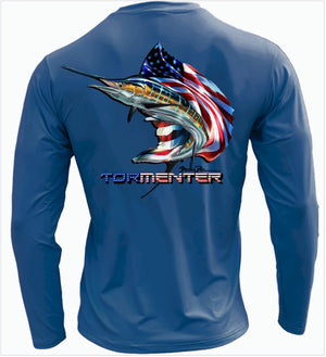 Men's Performance Shirt- Sailing Patriot Men's SPF Ocean Fishing Tops Tormenter Ocean 