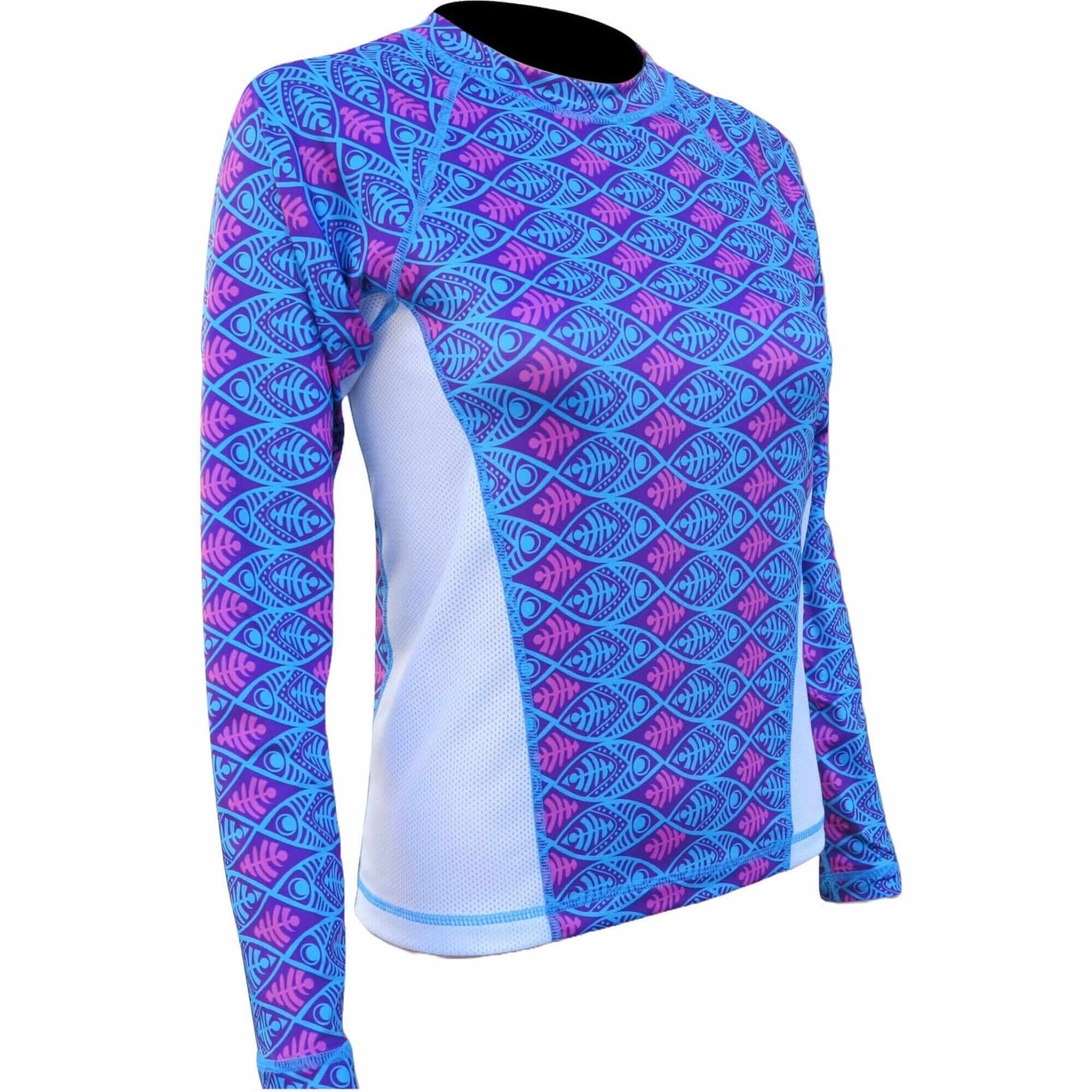 Ladies SPF-50 Shirt - Aqua Fish Ladies Printed SPF Tops Tormenter Ocean XS 