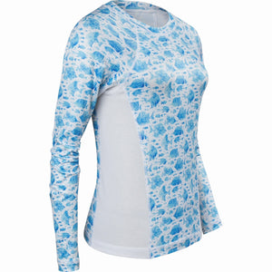 Women's Printed Performance Shirts - Angelfish White Ladies Printed SPF Tops Tormenter Ocean Angelfish White XXS 