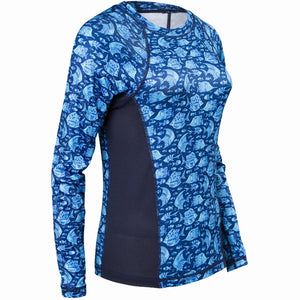 Women's Printed Performance Shirts - Angelfish Navy Ladies Printed SPF Tops Tormenter Ocean Angelfish Navy XXS 