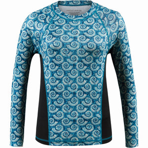 Women's Printed Performance Shirts - Nautilus Teal Ladies Printed SPF Tops Tormenter Ocean