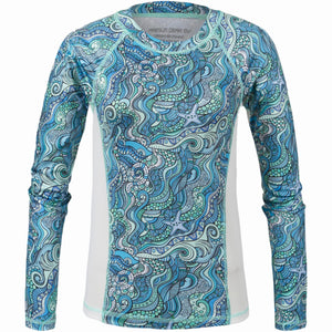 Women's Printed Performance Shirts - Tide Pool Ladies Printed SPF Tops Tormenter Ocean