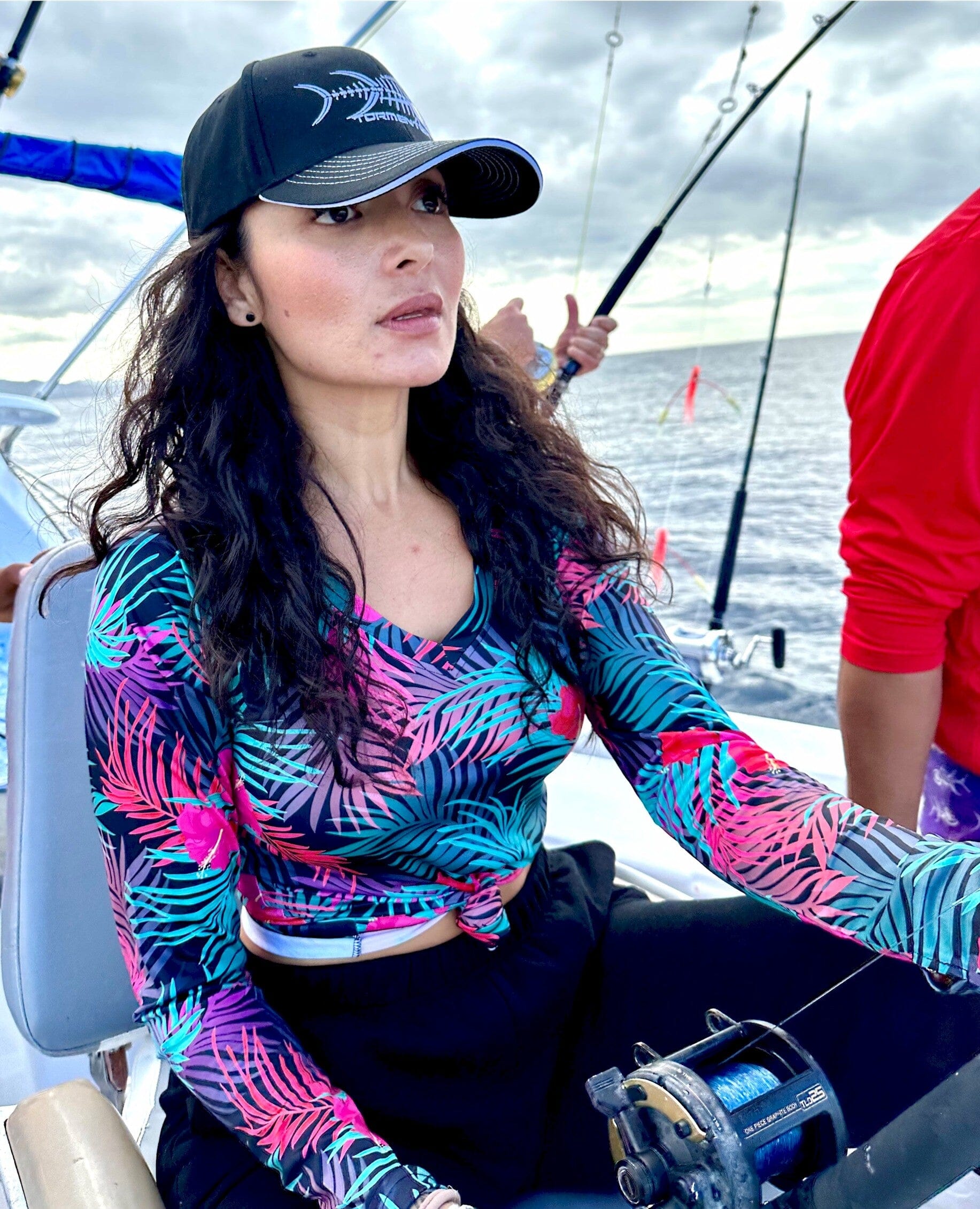 St. Croix V-Neck Performance Shirt- Hibiscus Black Tormenter Ocean 