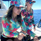 St. Croix V-Neck Performance Shirt- Hibiscus Yellow Tormenter Ocean 