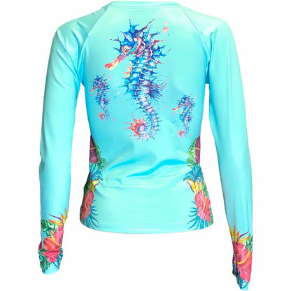 St. Croix V-Neck Performance Shirt- Sea Horse Tormenter Ocean 