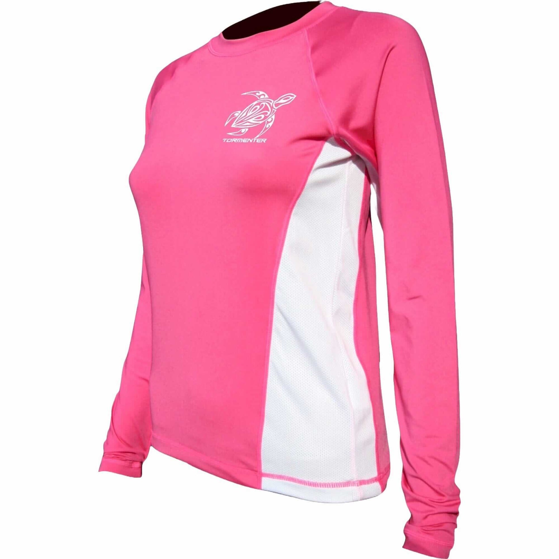Ladies SPF-50 Performance Shirt - Pink Turtle FINAL CLEARANCE SALE Ladies' SPF Shirt Rash Guard Tormenter Ocean XXS 