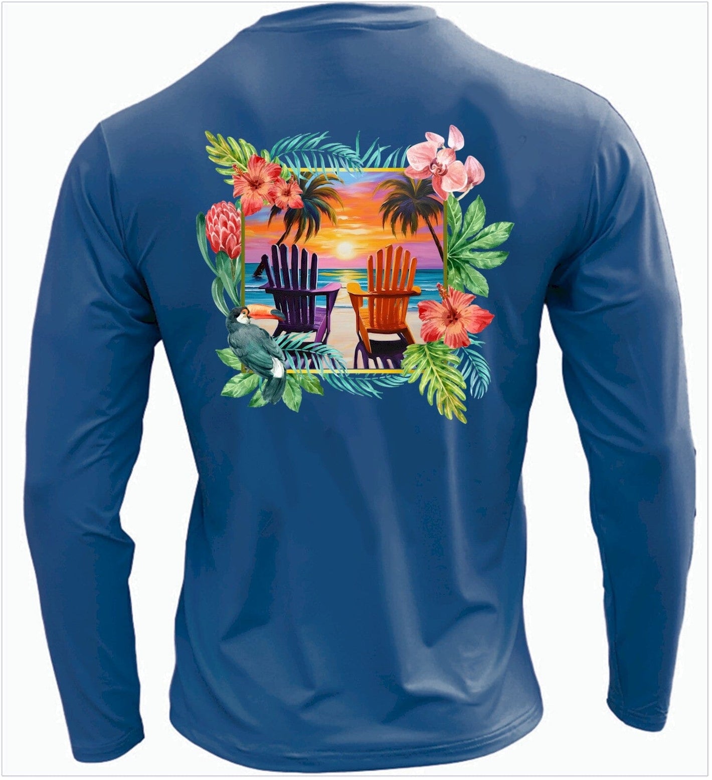 Men's Performance Shirt- Adirondack Chairs Men's SPF Ocean Fishing Tops Tormenter Ocean 