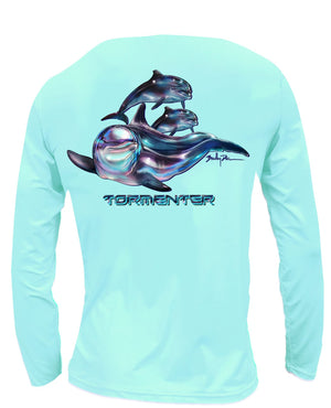 Men's Performance Shirt- Dolphins Men's SPF Ocean Fishing Tops Tormenter Ocean 