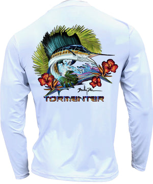 Men's Performance Shirt- Tropical Sail Men's SPF Ocean Fishing Tops Tormenter Ocean White S 