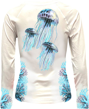 St. Croix V-Neck Performance Shirt- Jellyfish Aqua Tormenter Ocean 