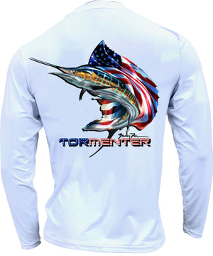 Men's Performance Shirt- Sailing Patriot Men's SPF Ocean Fishing Tops Tormenter Ocean White S 