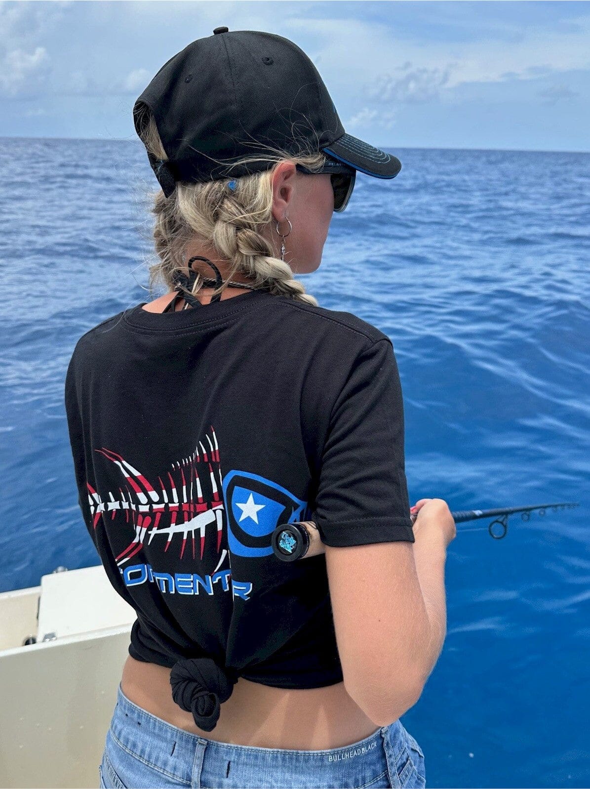 Men's Performance Short Sleeve Tee Shirt-Patriot Black Men's SPF Ocean Fishing Tops Tormenter Ocean 