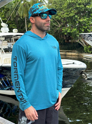 Heather Performance Hoodie - Teal - Only $44.99! Men's SPF Ocean Fishing Tops Tormenter Ocean 