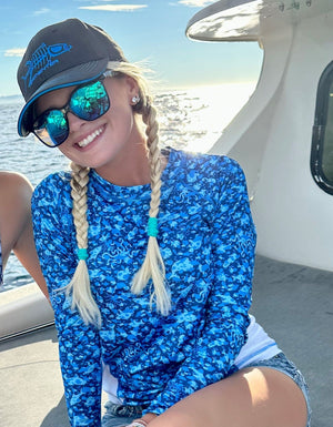 Women's Printed Performance Shirts - Sea Life Aqua Ladies Printed SPF Tops Tormenter Ocean