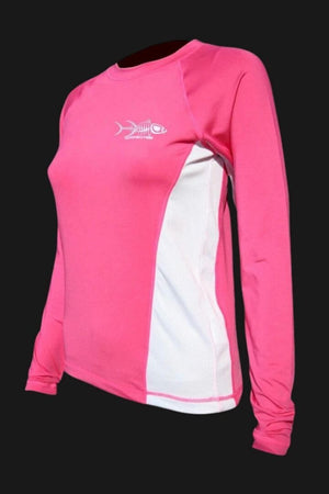 Ladies SPF-50 Performance Shirt - Pink Raging Tuna Ladies' SPF Shirt Rash Guard Tormenter Ocean 