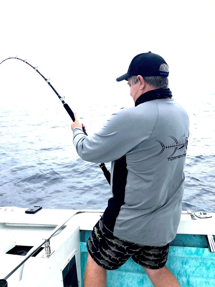Raging Tuna Side Vented Performance Fishing Shirt - Graphite Men's SPF Ocean Fishing Tops Tormenter Ocean 