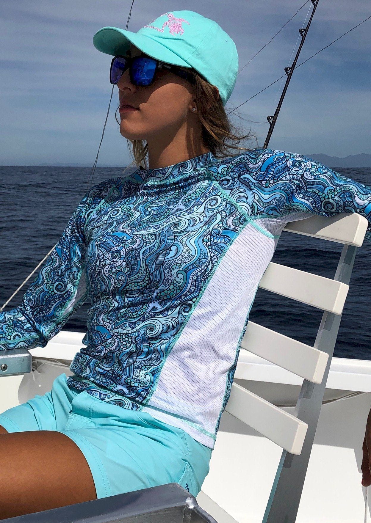 Women's Printed Performance Shirts - Tide Pool Ladies Printed SPF Tops Tormenter Ocean 