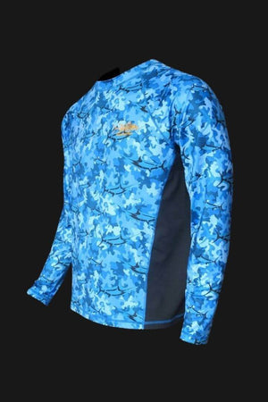 Marlin Blue Camo SPF Fishing Shirt Men's SPF Ocean Fishing Tops Tormentor Ocean 