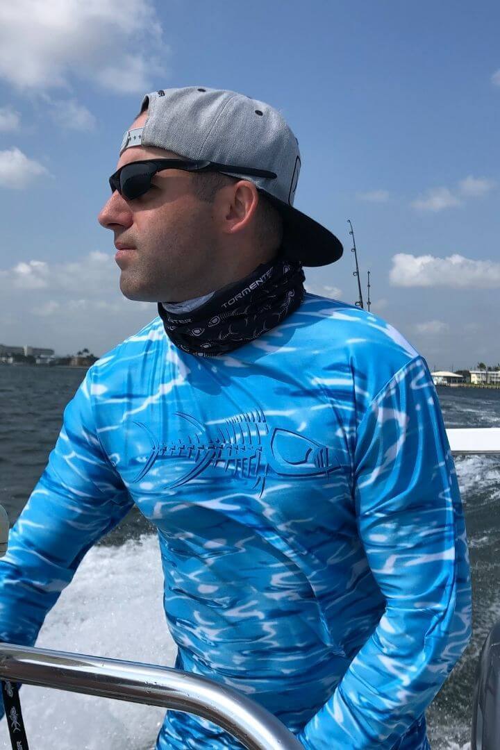 Key Largo Series Hydraflek Blue Longsleeve Performance Shirt Men's SPF Ocean Fishing Tops Tormenter Ocean 