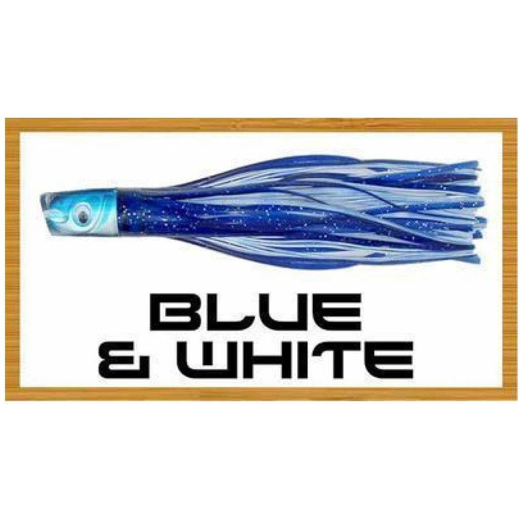 Mullet Head Offshore Trolling Plastics Tormentor Ocean Fishing Gear Blue/White Rigged 
