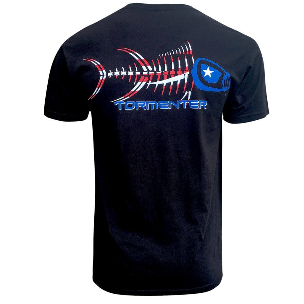 Patriot Black Men's Fishing T-Shirt Fishing T-Shirts Tormenter Ocean 