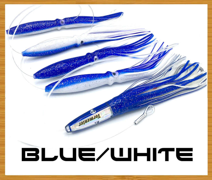 Tuna Mahi Killer Squid Chain Daisy Chains & Multi Bait Rigs Tormenter Ocean Blue/White 