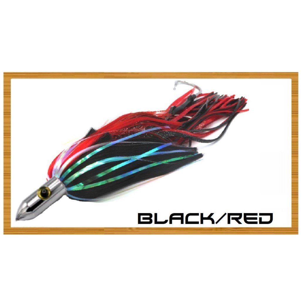 Dev Fishing High Speed Wahoo Trolling Jet Head Black Red Lure Rigged Cable