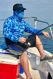 Marlin Blue Camo SPF Fishing Shirt - Tormenter Ocean Fishing Gear Apparel Boating SPF Surfing Watersports