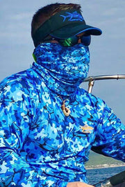 Marlin Camo Blue Neck Gaiter - Tormenter Ocean Fishing Gear Apparel Boating SPF Surfing Watersports