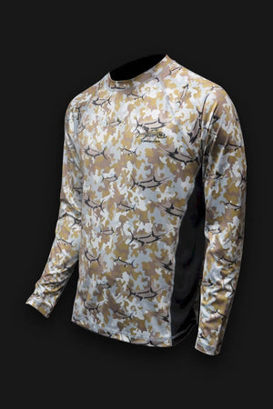 Marlin Camo Desert SPF Fishing Shirt - Tormenter Ocean Fishing Gear Apparel Boating SPF Surfing Watersports