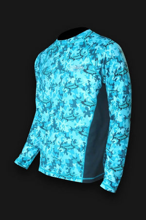 Marlin Camo Teal SPF Fishing Shirt - Tormenter Ocean Fishing Gear Apparel Boating SPF Surfing Watersports