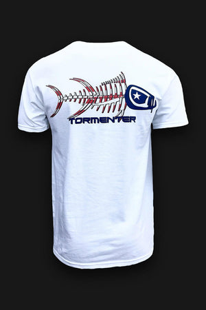 Patriot White Men’s Fishing T-Shirt - Tormenter Ocean Fishing Gear Apparel Boating SPF Surfing Watersports