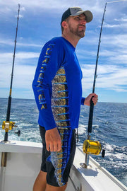 "Side To" Vented Performance Fishing Shirt - Blue, Marlin - Tormenter Ocean Fishing Gear Apparel Boating SPF Surfing Watersports