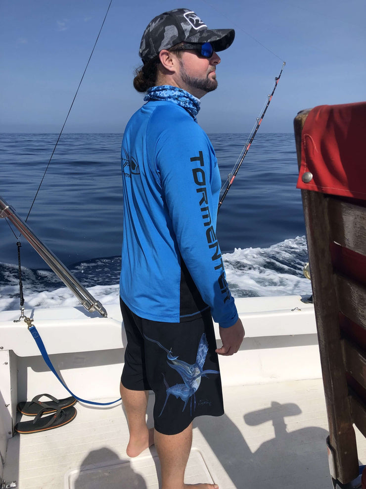 Raging Tuna Side Vented Performance Fishing Shirt - Royal Blue Men's SPF Ocean Fishing Tops Tormenter Ocean 